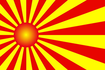 Illustration of red and yellow rays with a red ball