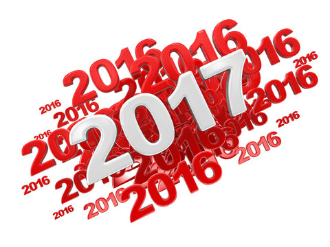 New Year 2017. Image with clipping path.