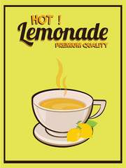 Lemonade poster in vintage style on yellow background, vector illustration