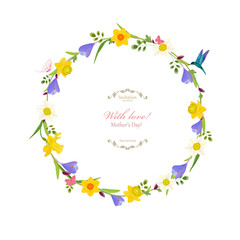 round border with spring flowers