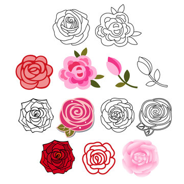 Roses with leaves set