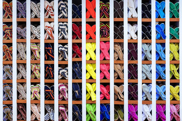 Colorful espadrilles for sale in a shop