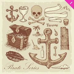 Pirate Sketches Layered Vector Set 