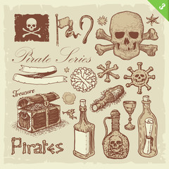 Pirate Sketches Layered Vector Set