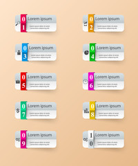 Infographic design. List of 10 items.