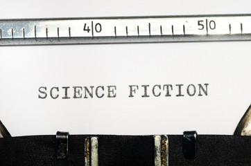 words science fiction  typed on  typewriter