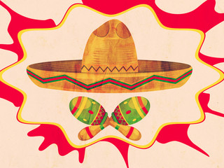 Grunge Sombrero and Maracas