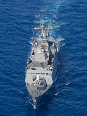 
    Military ship,aerial view 