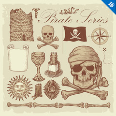 Pirate Sketches Layered Vector Set 