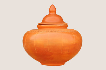 Traditional Northern Thai earthenware isolated on white.