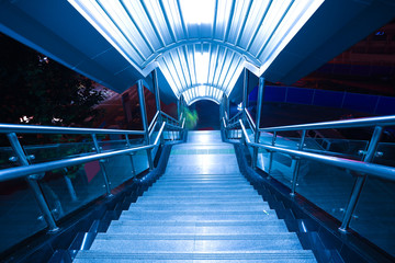 Marble steps and stainless steel stair rails