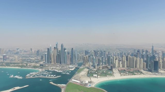 Aerial Dubai skyline  skyscrapers in Marina town
