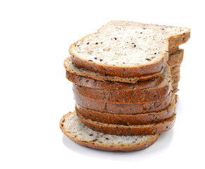 slice of bread , sesame bread on white background.