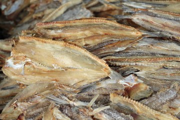 dried fish for cooking in the market.