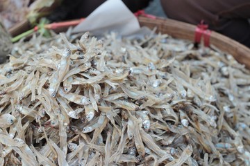 dried fish for cooking in the market.