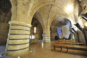 Hall of Columns (dining room) in the underground knight templar citadel of Acre (Hospitallerian...