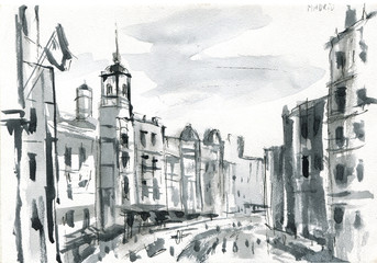 street in Madrid  sketch