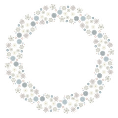 Christmas circle frame with snowflakes