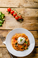 Italian pasta with poached egg