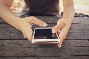 Woman using smart phone