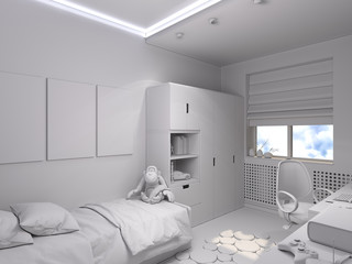 3d illustration of a nursery  for a boy