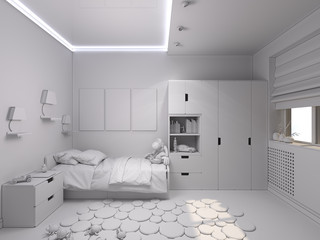3d illustration of a nursery for a boy