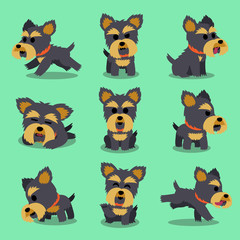 Cartoon character yorkshire terrier dog poses