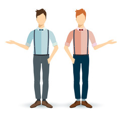 Set of  young people in flat style.