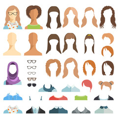 Girl’s hairstyles. Avatar constructor.