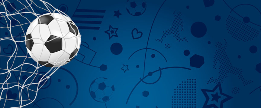Ball im Netz vor blauen Hintergrund - Banner