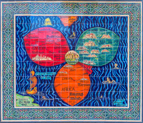 The Clover leaf map of the world, Jerusalem, Israel