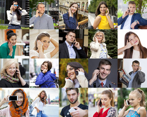Collage People Calling By Phone
