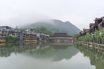 Fototapeta na wymiar Fenghuang old town morning view