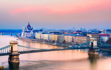 Fototapeta premium Budapest at sunset, Hungary