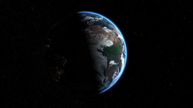 Fly past the earth. Clip contains earth, space, clouds, globe, planet, fly, asteroid, meteor, satellite. Earth from space.  Images from NASA.