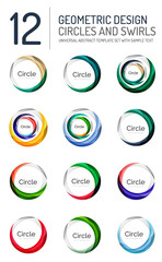 Set of abstract swirls and circles, logo collection