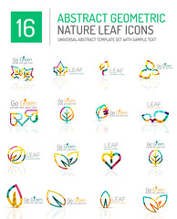 Fototapeta premium Geometric leaf icon set