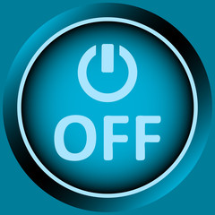 Icon blue switching off and word