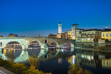 Ponte di Pietra in Verona, Italy