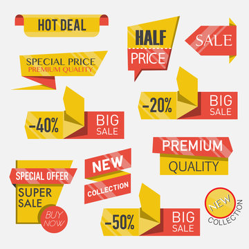 Set of sale collection banners. Flat design. Vector illustration.