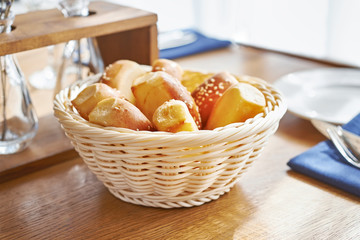 Bread basket on table