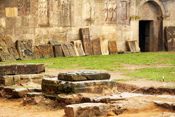 Christian cross near ancient monastery Khor Virap