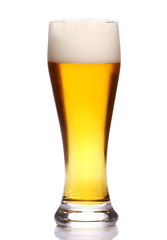 Glass of beer isolated on white background