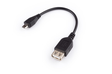 micro usb cable on white
