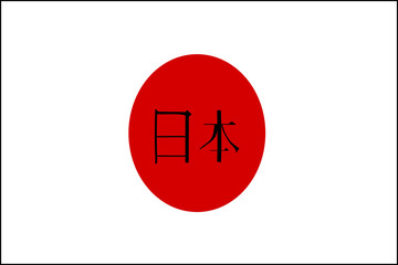 Drapeau du Japon avec écritures japonaises voulant dire "Japon"