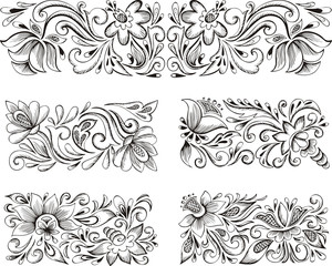symmetric horizontal floral patterns