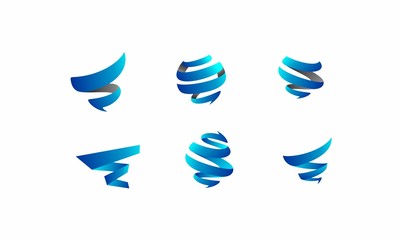 set of vector logo tornado twist