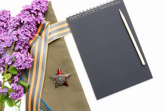 notebook, field cap, lilac