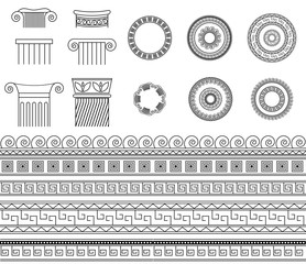 Greek Ethnic collection traditional meander borders, frames and columns