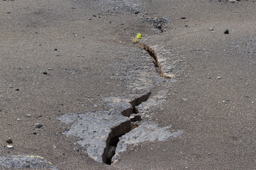 Сracked monolith of rock, Spain, Lanzarote, Canary Islands.